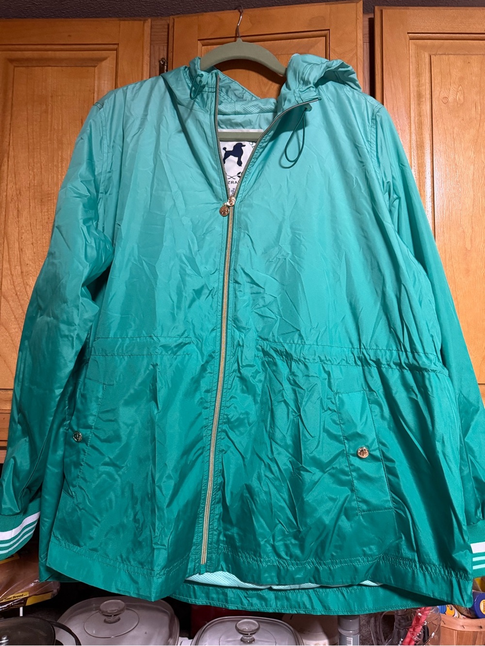 Isaac Mizrahi Teal Hooded Utility Jacket